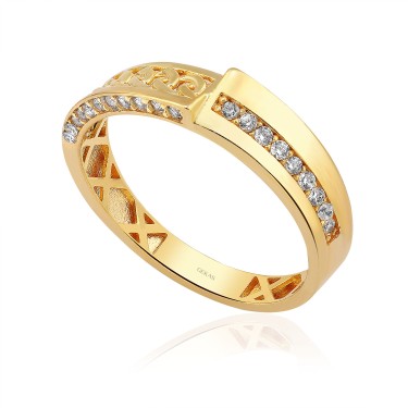 14 Ayar Sarı Altın Taşlı Yüzük