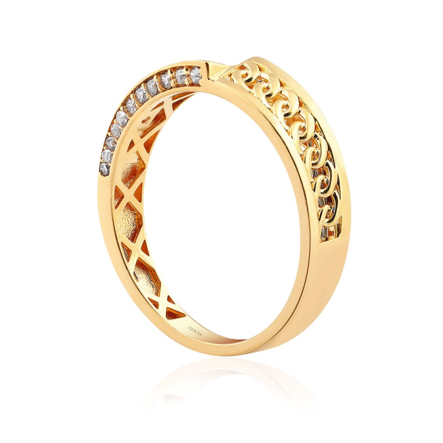 14 Ayar Sarı Altın Taşlı Yüzük