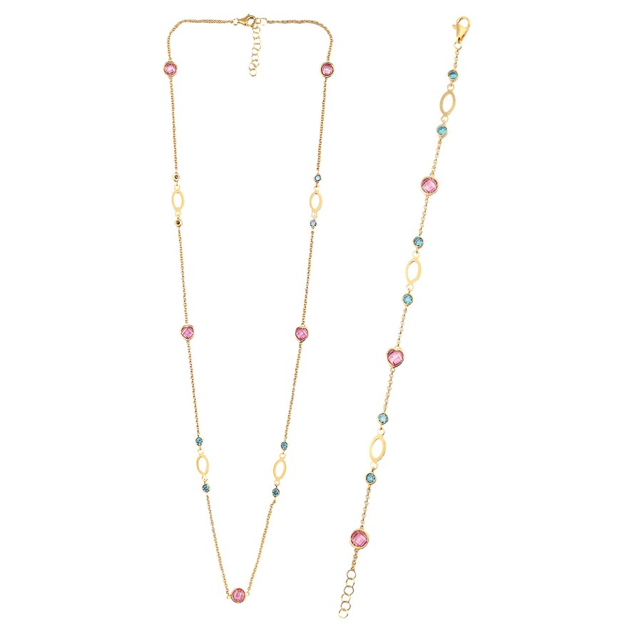 14 Ayar Sarı Altın Renkli Taşlı Set